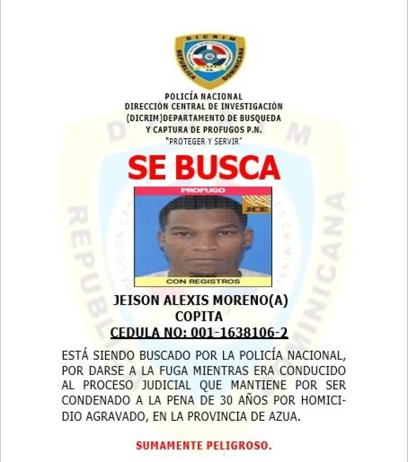 policia-busca-a-“copita”,-condenado-a-30-anos-por-triple-homicidio-en-azua